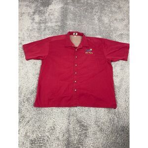 Vtg 1250 North Shirt Mens 2XL XXL Red Canvas Vented Short Sleeve Button Up 90s